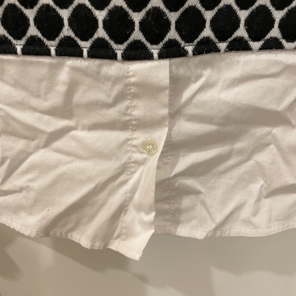 Ann Taylor women's blouse with faux undershirt; black/white geometric; size S - - Picture 3 of 4